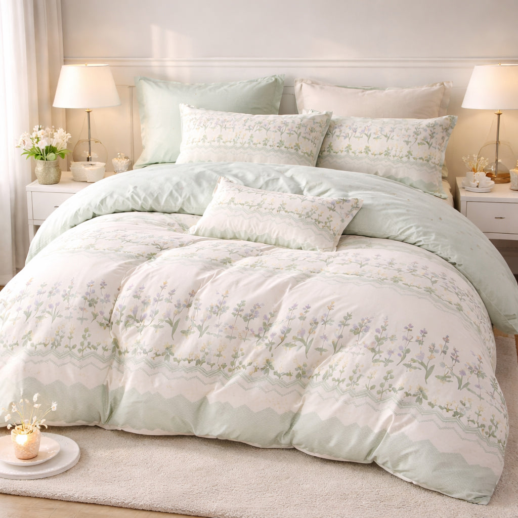 Pościel bawełniana jasna miętowa Kira 200x220 3 el. Mil-X20