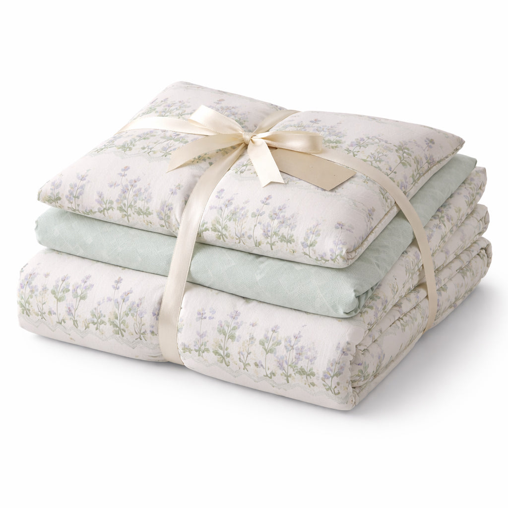 Pościel bawełniana jasna miętowa Kira 200x220 3 el. Mil-X20